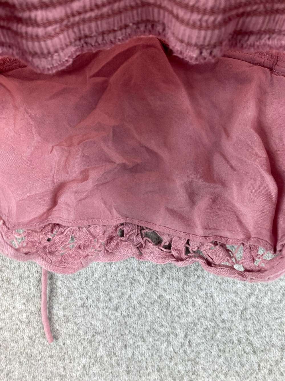 Free People Lace Crop Top Pink XS Coquette Cottagecore Fairy Boho Dainty - Picture 10 of 11
